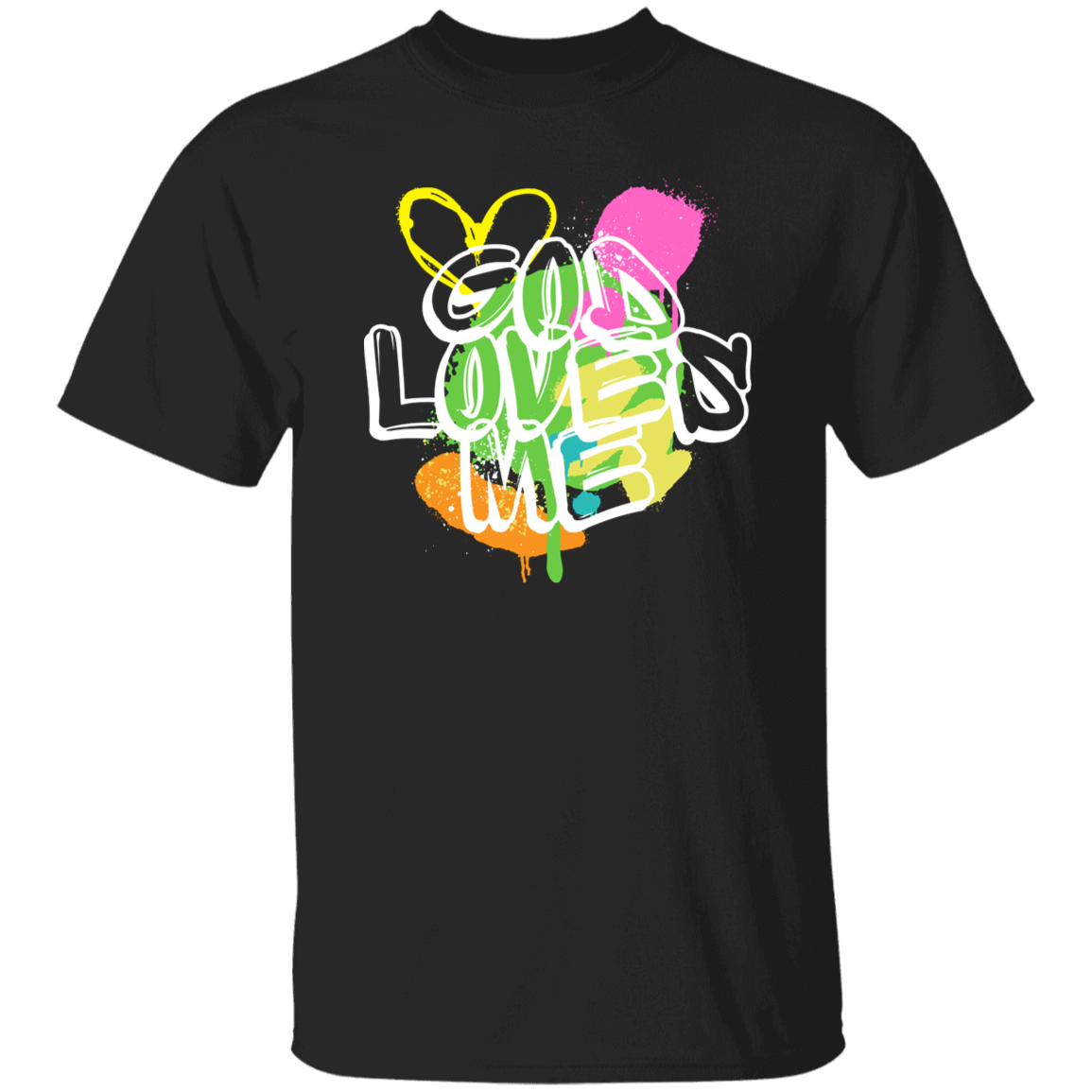 God Loves Me Graffiti Design T-Shirt